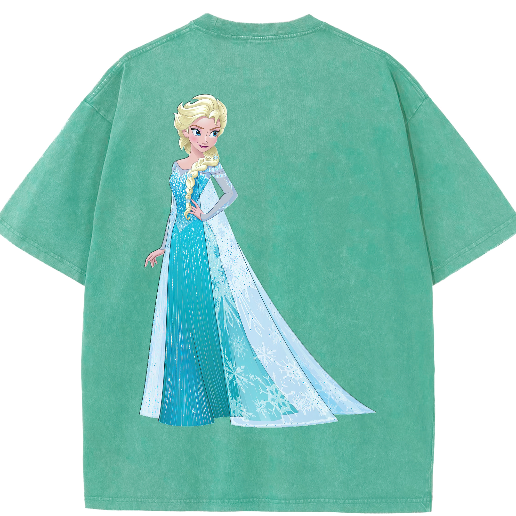 （画像用） アナと雪の女王 アンナ エルサ Frozen Anna Elsa 綿100% ヴィンテージ風 半袖Tシャツ（背面プリント）